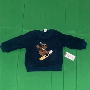 Kids' Navy Blue Fleece Sweatshirt with Skier Design